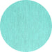 Round Machine Washable Abstract Turquoise Contemporary Area Rugs, wshcon2120turq