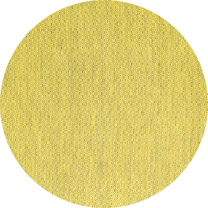 Round Machine Washable Abstract Yellow Contemporary Rug, wshcon2120yw