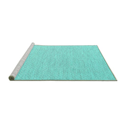 Sideview of Machine Washable Abstract Turquoise Contemporary Area Rugs, wshcon2120turq