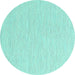 Round Machine Washable Solid Turquoise Modern Area Rugs, wshcon2121turq