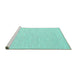 Sideview of Machine Washable Solid Turquoise Modern Area Rugs, wshcon2121turq