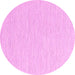 Round Machine Washable Solid Pink Modern Rug, wshcon2121pnk