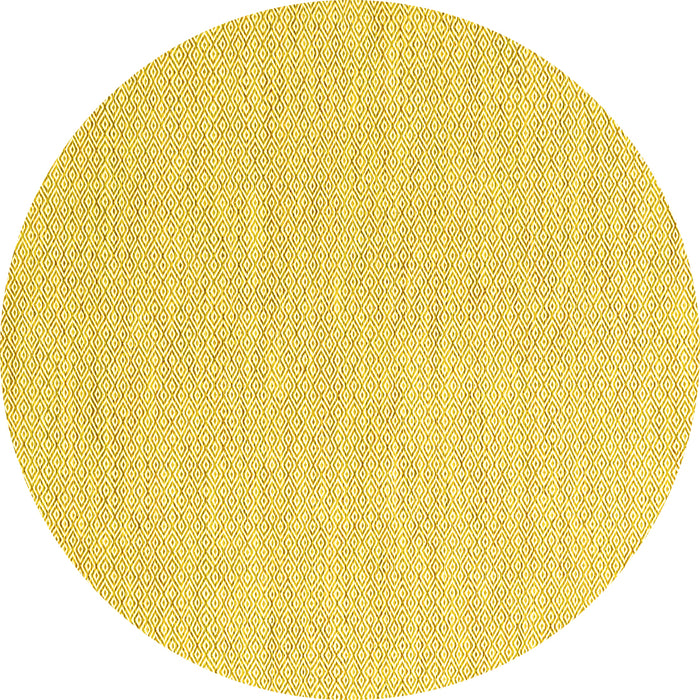 Round Machine Washable Solid Yellow Modern Rug, wshcon2121yw