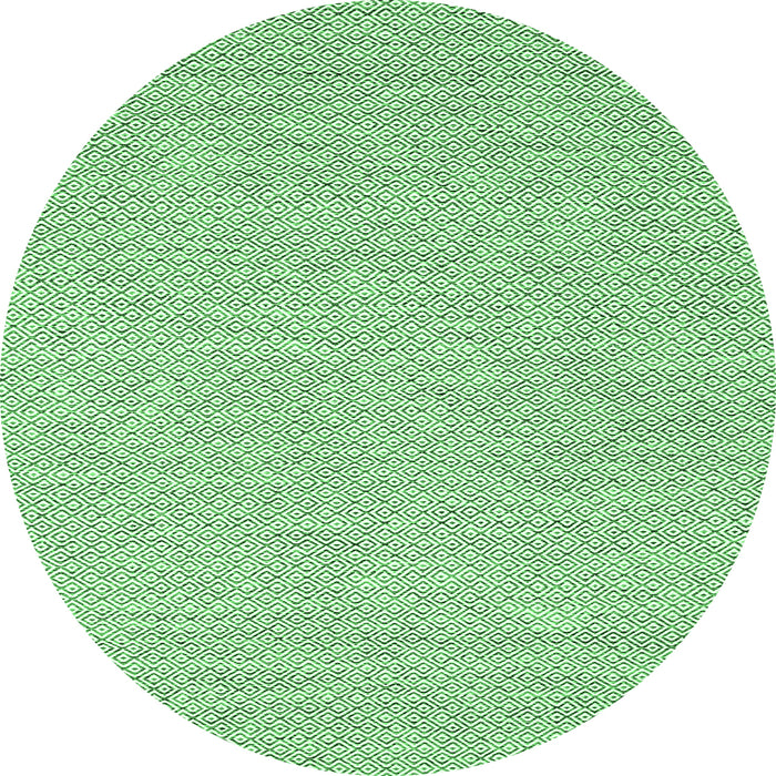 Round Machine Washable Abstract Emerald Green Contemporary Area Rugs, wshcon2122emgrn