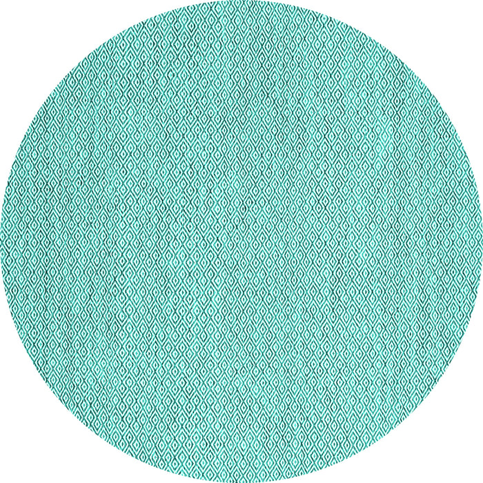 Round Machine Washable Abstract Turquoise Contemporary Area Rugs, wshcon2122turq