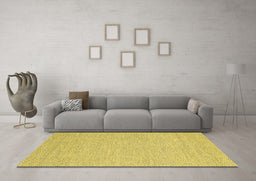 Machine Washable Abstract Yellow Contemporary Rug in a Living Room, wshcon2122yw