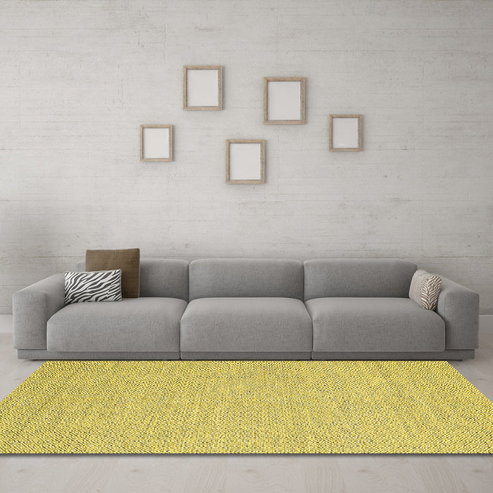 Machine Washable Abstract Yellow Contemporary Rug in a Living Room, wshcon2122yw