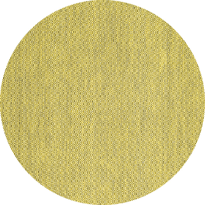 Round Abstract Yellow Contemporary Rug, con2122yw
