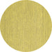 Round Abstract Yellow Contemporary Rug, con2122yw