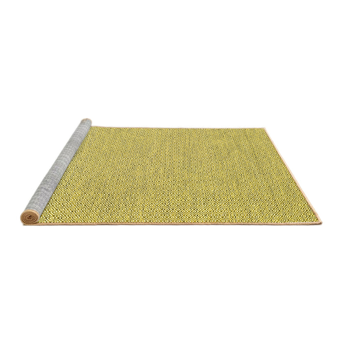 Sideview of Machine Washable Abstract Yellow Contemporary Rug, wshcon2122yw