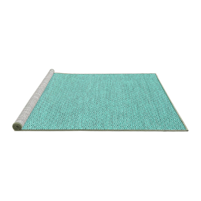 Sideview of Machine Washable Abstract Turquoise Contemporary Area Rugs, wshcon2122turq