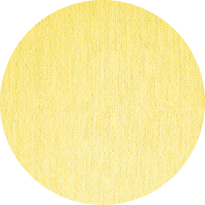 Round Machine Washable Solid Yellow Modern Rug, wshcon2123yw