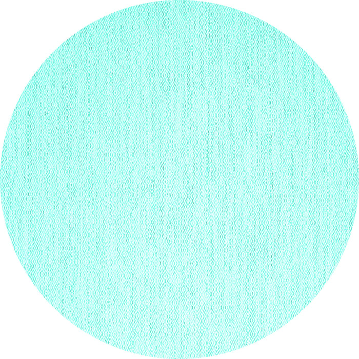 Round Machine Washable Solid Turquoise Modern Area Rugs, wshcon2123turq