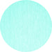 Round Machine Washable Solid Turquoise Modern Area Rugs, wshcon2123turq