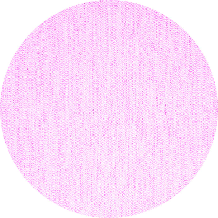 Round Machine Washable Solid Pink Modern Rug, wshcon2123pnk