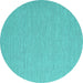 Round Machine Washable Abstract Turquoise Contemporary Area Rugs, wshcon2124turq