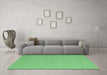 Machine Washable Abstract Emerald Green Contemporary Area Rugs in a Living Room,, wshcon2124emgrn