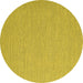 Round Abstract Yellow Contemporary Rug, con2124yw