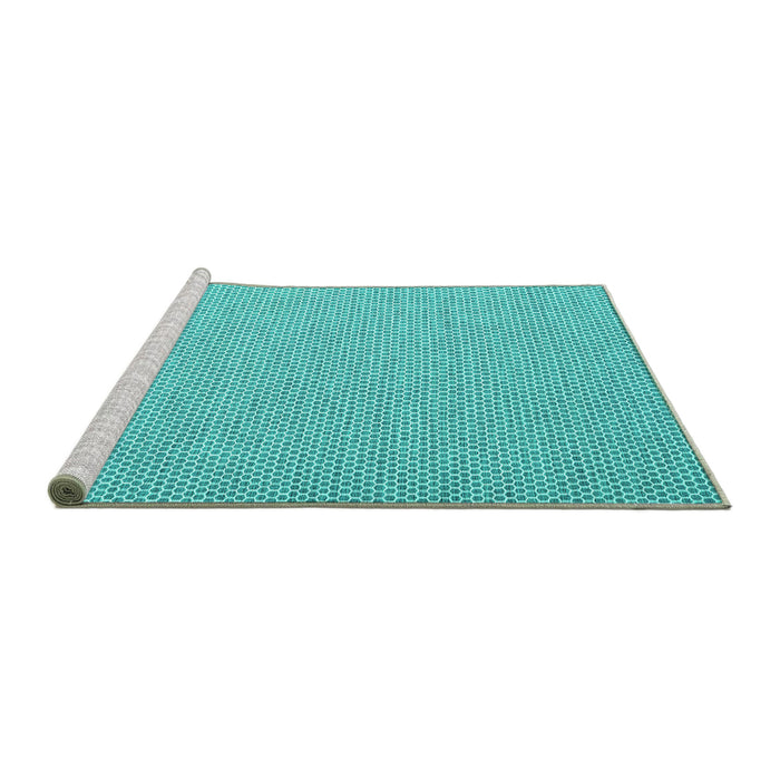 Sideview of Machine Washable Abstract Turquoise Contemporary Area Rugs, wshcon2124turq