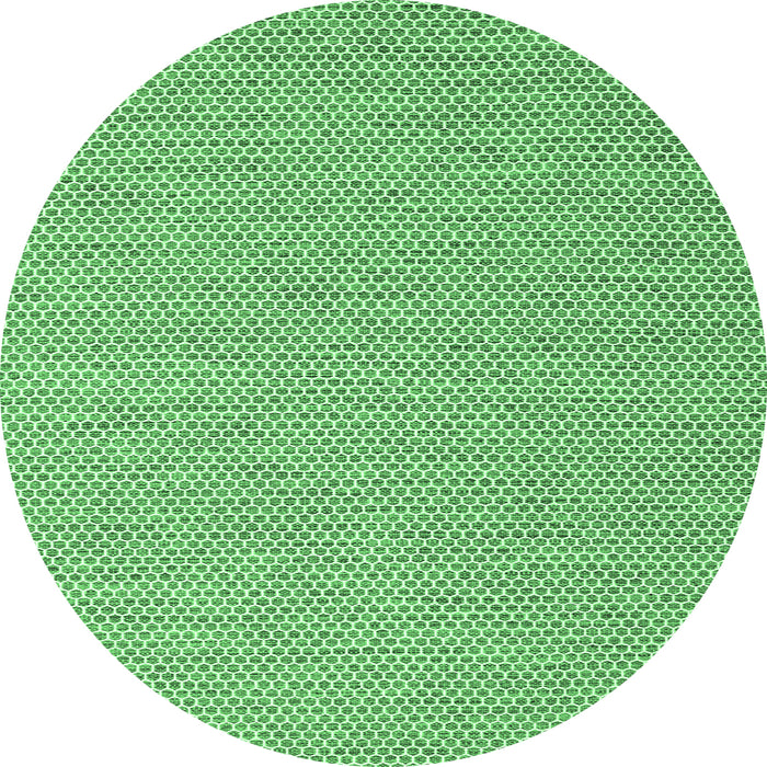 Round Machine Washable Abstract Emerald Green Contemporary Area Rugs, wshcon2125emgrn