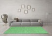 Machine Washable Abstract Emerald Green Contemporary Area Rugs in a Living Room,, wshcon2125emgrn