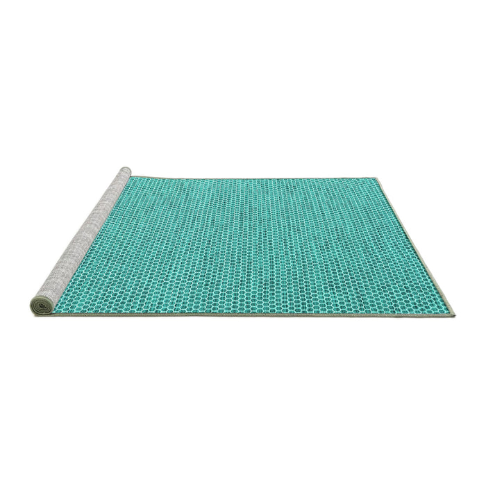 Sideview of Machine Washable Abstract Turquoise Contemporary Area Rugs, wshcon2125turq
