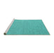 Sideview of Machine Washable Abstract Turquoise Contemporary Area Rugs, wshcon2125turq