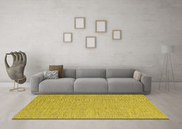 Machine Washable Abstract Yellow Contemporary Rug in a Living Room, wshcon2125yw