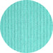 Round Abstract Turquoise Contemporary Rug, con2126turq