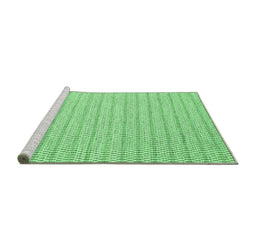 Sideview of Machine Washable Abstract Emerald Green Contemporary Area Rugs, wshcon2126emgrn