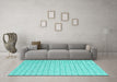 Machine Washable Abstract Turquoise Contemporary Area Rugs in a Living Room,, wshcon2126turq