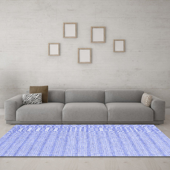 Machine Washable Abstract Blue Contemporary Rug in a Living Room, wshcon2126blu