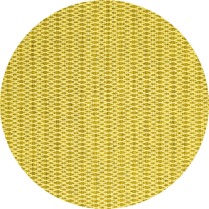 Round Machine Washable Abstract Yellow Contemporary Rug, wshcon2126yw