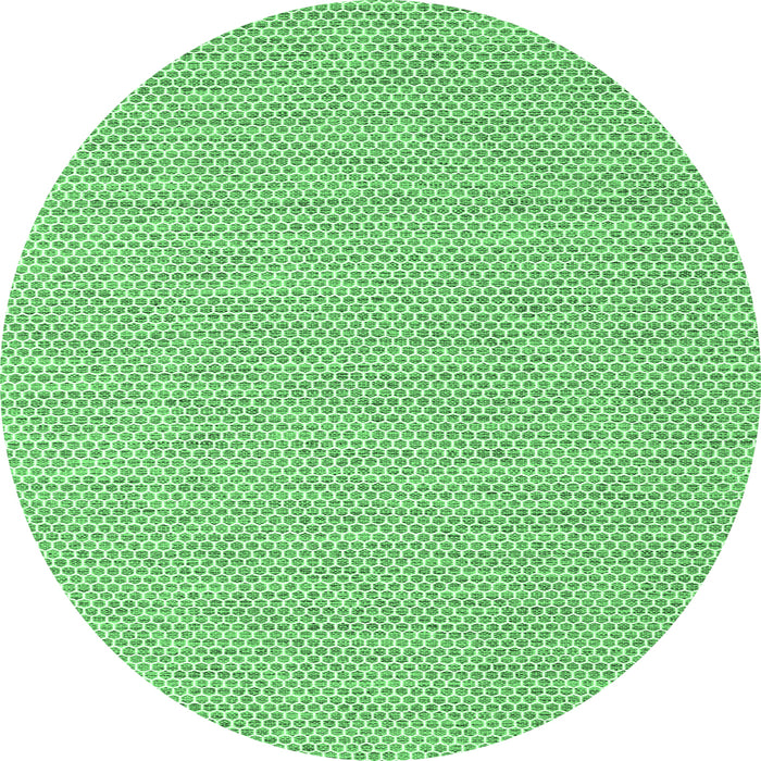 Round Machine Washable Abstract Emerald Green Contemporary Area Rugs, wshcon2127emgrn