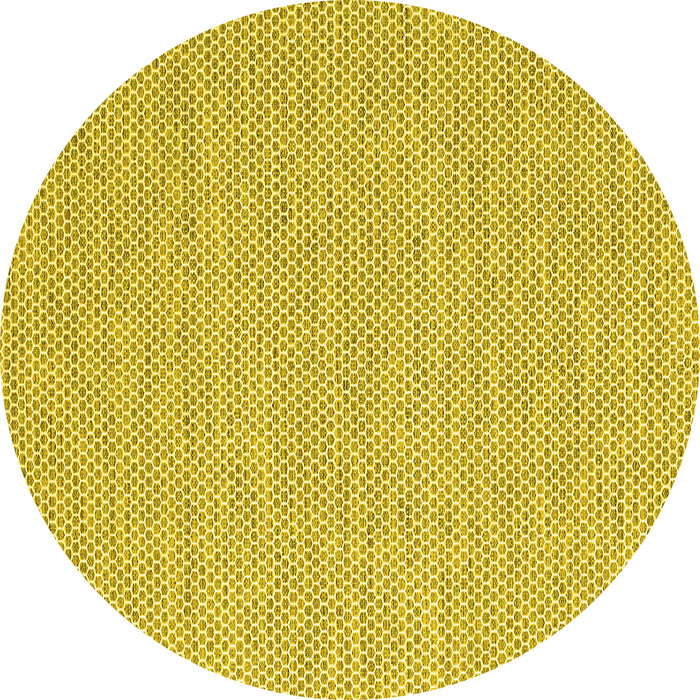 Round Abstract Yellow Contemporary Rug, con2127yw