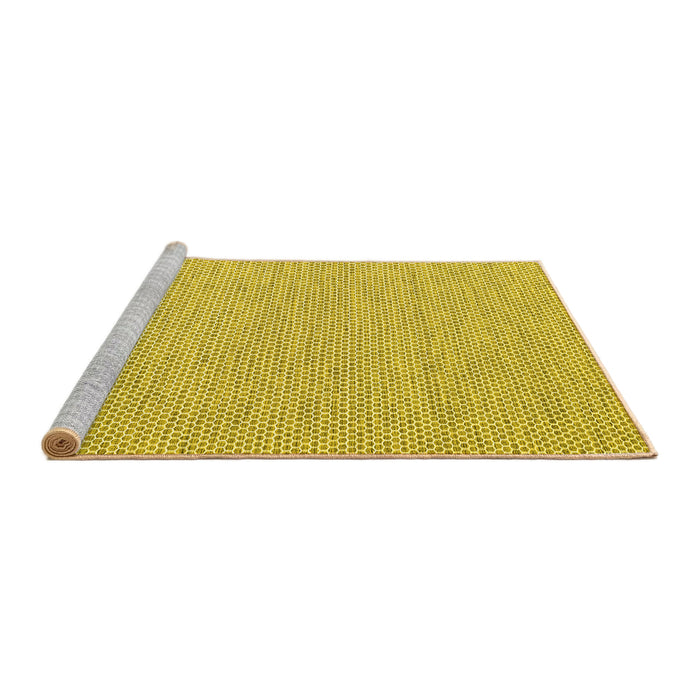 Sideview of Machine Washable Abstract Yellow Contemporary Rug, wshcon2127yw