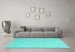 Machine Washable Abstract Turquoise Contemporary Area Rugs in a Living Room,, wshcon2128turq