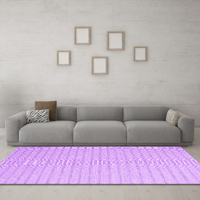 Machine Washable Abstract Purple Contemporary Area Rugs in a Living Room, wshcon2128pur