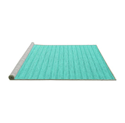 Sideview of Machine Washable Abstract Turquoise Contemporary Area Rugs, wshcon2128turq