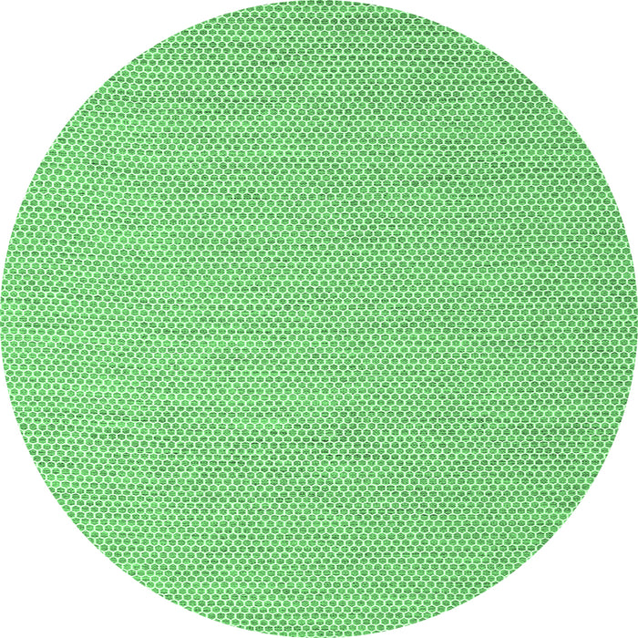 Round Machine Washable Abstract Emerald Green Contemporary Area Rugs, wshcon2129emgrn