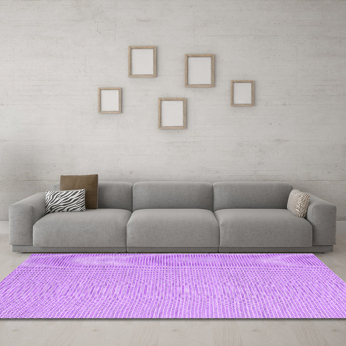 Machine Washable Abstract Purple Contemporary Area Rugs in a Living Room, wshcon2129pur