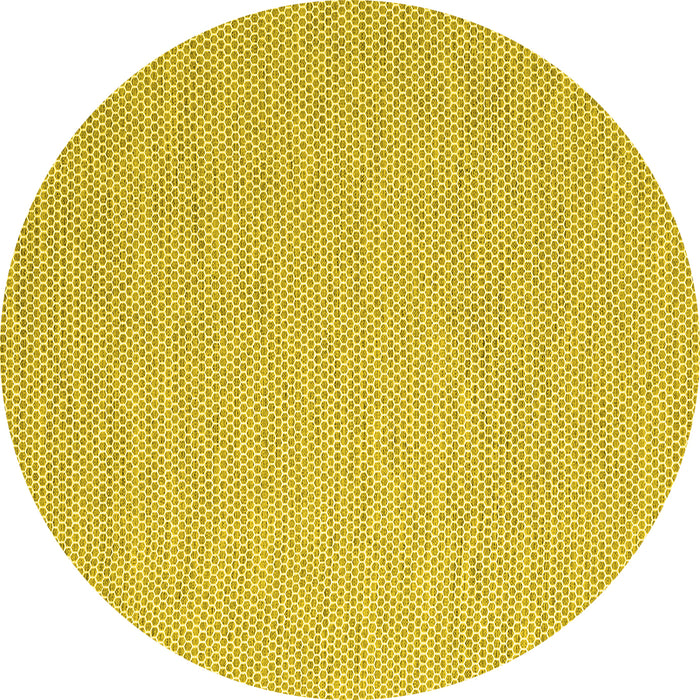 Round Machine Washable Abstract Yellow Contemporary Rug, wshcon2129yw