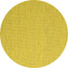 Round Machine Washable Abstract Yellow Contemporary Rug, wshcon2129yw