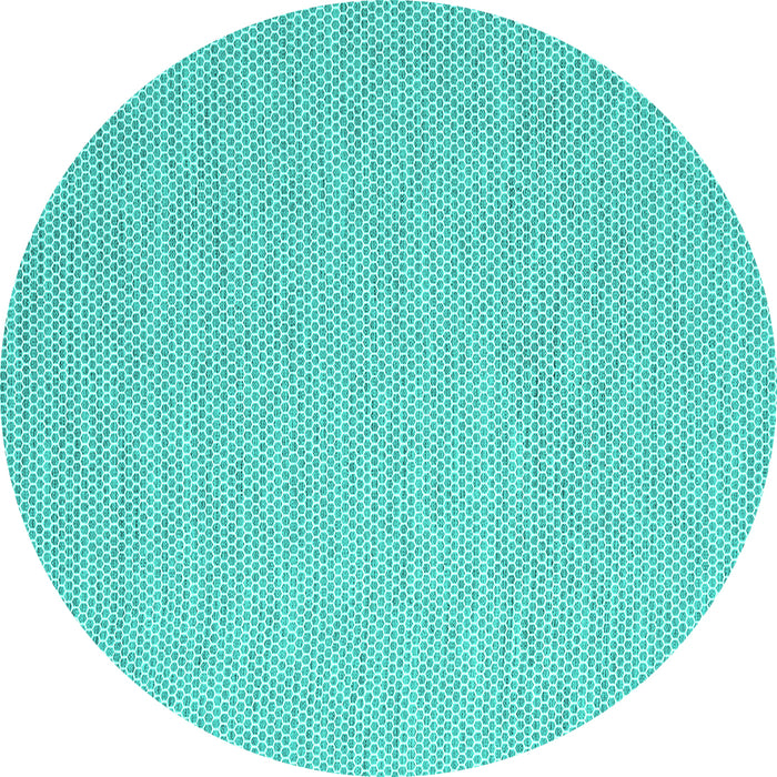 Round Machine Washable Abstract Turquoise Contemporary Area Rugs, wshcon2129turq