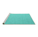 Sideview of Machine Washable Abstract Turquoise Contemporary Area Rugs, wshcon2129turq