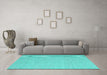 Machine Washable Abstract Turquoise Contemporary Area Rugs in a Living Room,, wshcon2129turq