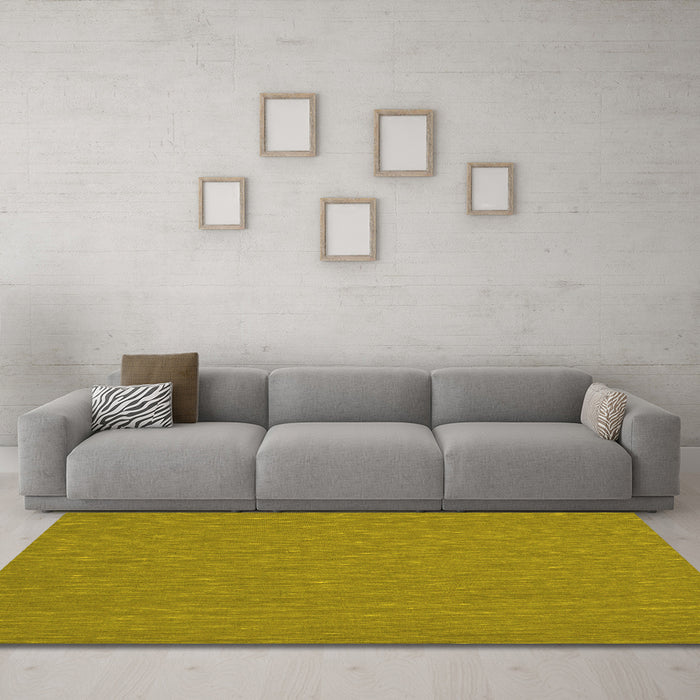 Machine Washable Abstract Yellow Contemporary Rug in a Living Room, wshcon212yw