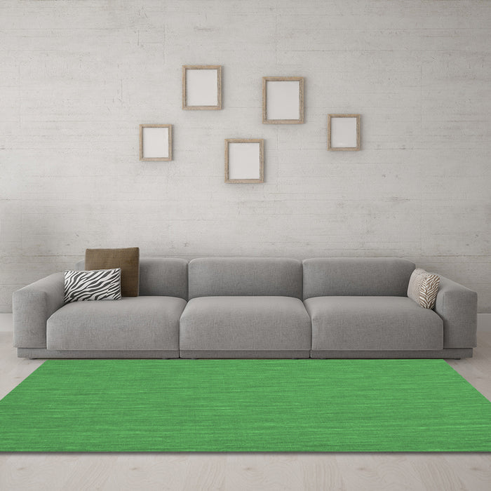 Machine Washable Abstract Emerald Green Contemporary Area Rugs in a Living Room,, wshcon212emgrn
