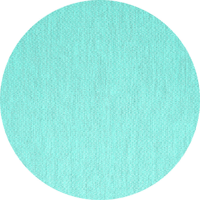 Round Machine Washable Abstract Turquoise Contemporary Area Rugs, wshcon2130turq