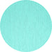 Round Machine Washable Abstract Turquoise Contemporary Area Rugs, wshcon2130turq